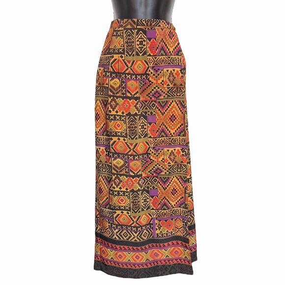 VTG 90s Y2K STONEBRIDGE FAUX WRAP MAXI SKIRT AZTEC BOHO WESTERN NEW W TAGS SZ 10 - Picture 1 of 7